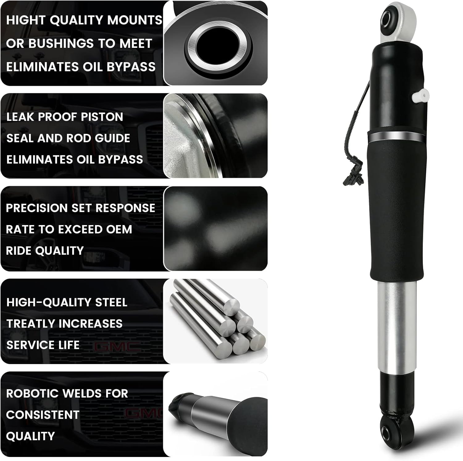 VIGOR Rear Air Strut Absorber, Compatible with 2015-2020 GMC Yukon, Cadillac Escalade, Chevrolet Suburban and Tahoe Car Air Suspension Shock