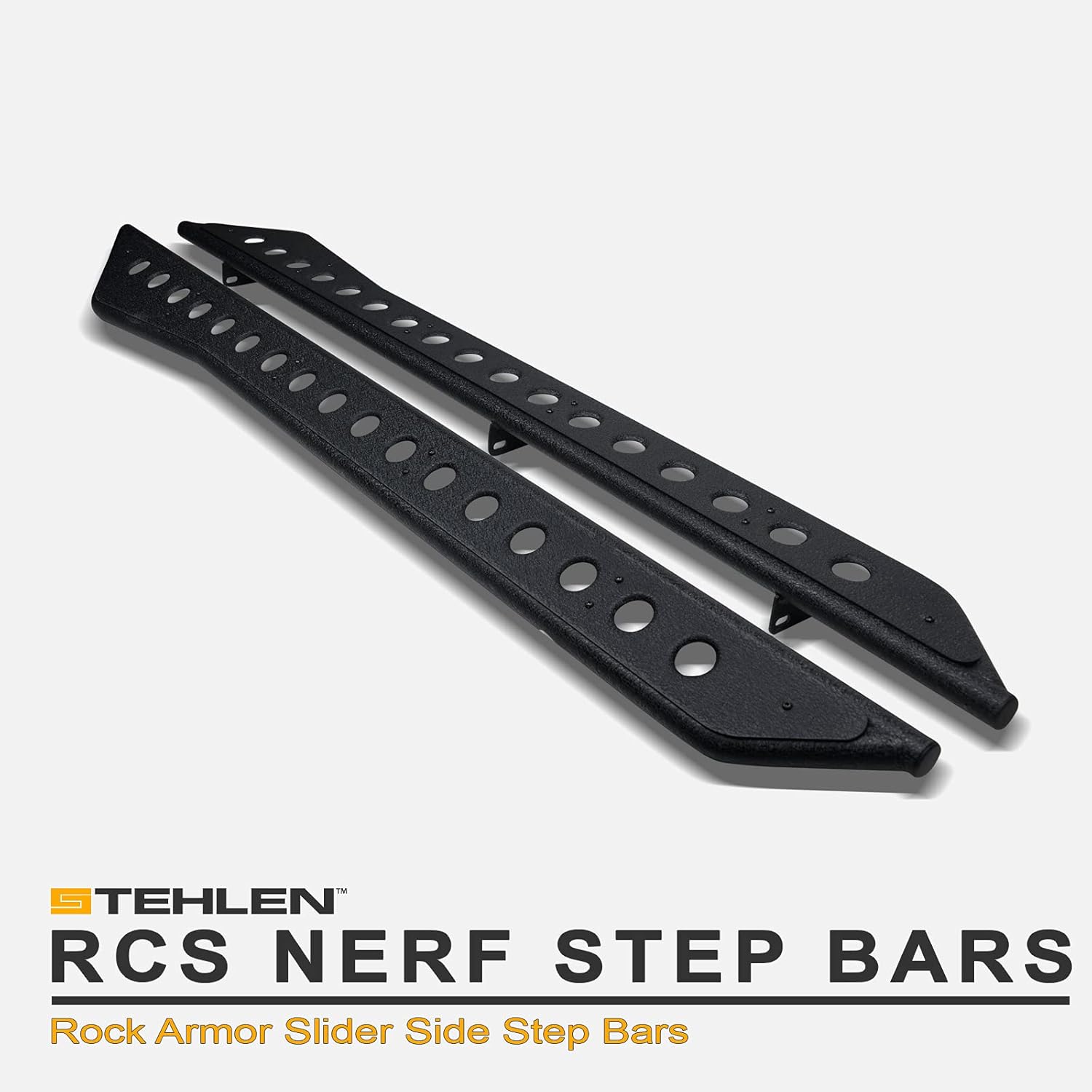 Stehlen 642167823544 Round Pattern Rock Slider Rocker Style Side Step Rail Nerf Bars Running Boards - Textured Black For Ram 1500 2019-2022 Crew Cab
