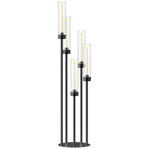 35inch 10pcs Black Candelabra Centerpieces for Tables 5 Arms Wedding centerpieces for Decorations