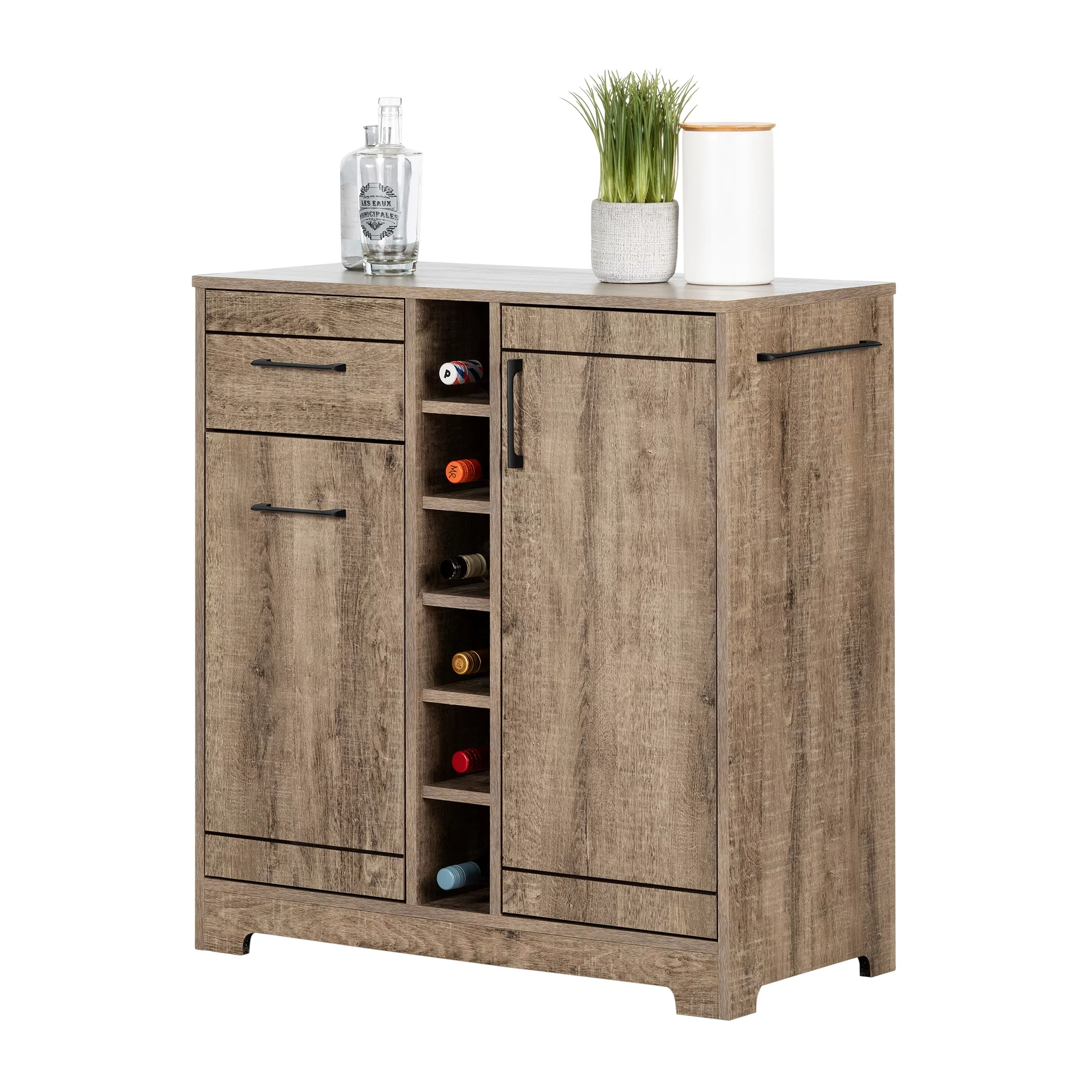 South Shore Vietti Bar Cabinet with Storage, Weathered Oak