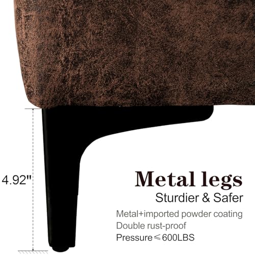 ovios 97.6" L Shaped Sofa Couch with Convertible Chaise, Reversible Sectional Sofas, Modern Mid-Century Suede Leather 3-Seat Couches for Living Room