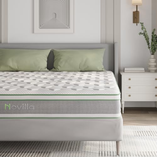 Novilla King Size Mattress 14 Inch, Hybrid Mattress King for Motion Isolation, Gel Memory Foam with Pressure Relief for Cool Night Sleep