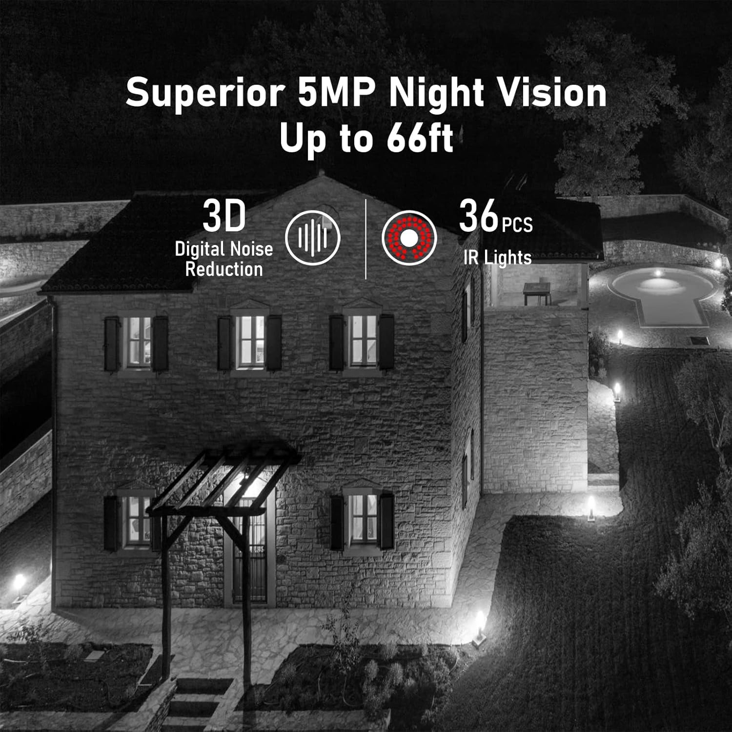 HD 5MP POE Camera Outdoor, 1592x1944P Bullet IP Security Camera, IR Night Vision Motion Detection IP66 Waterproof Support H.265 Video Compression