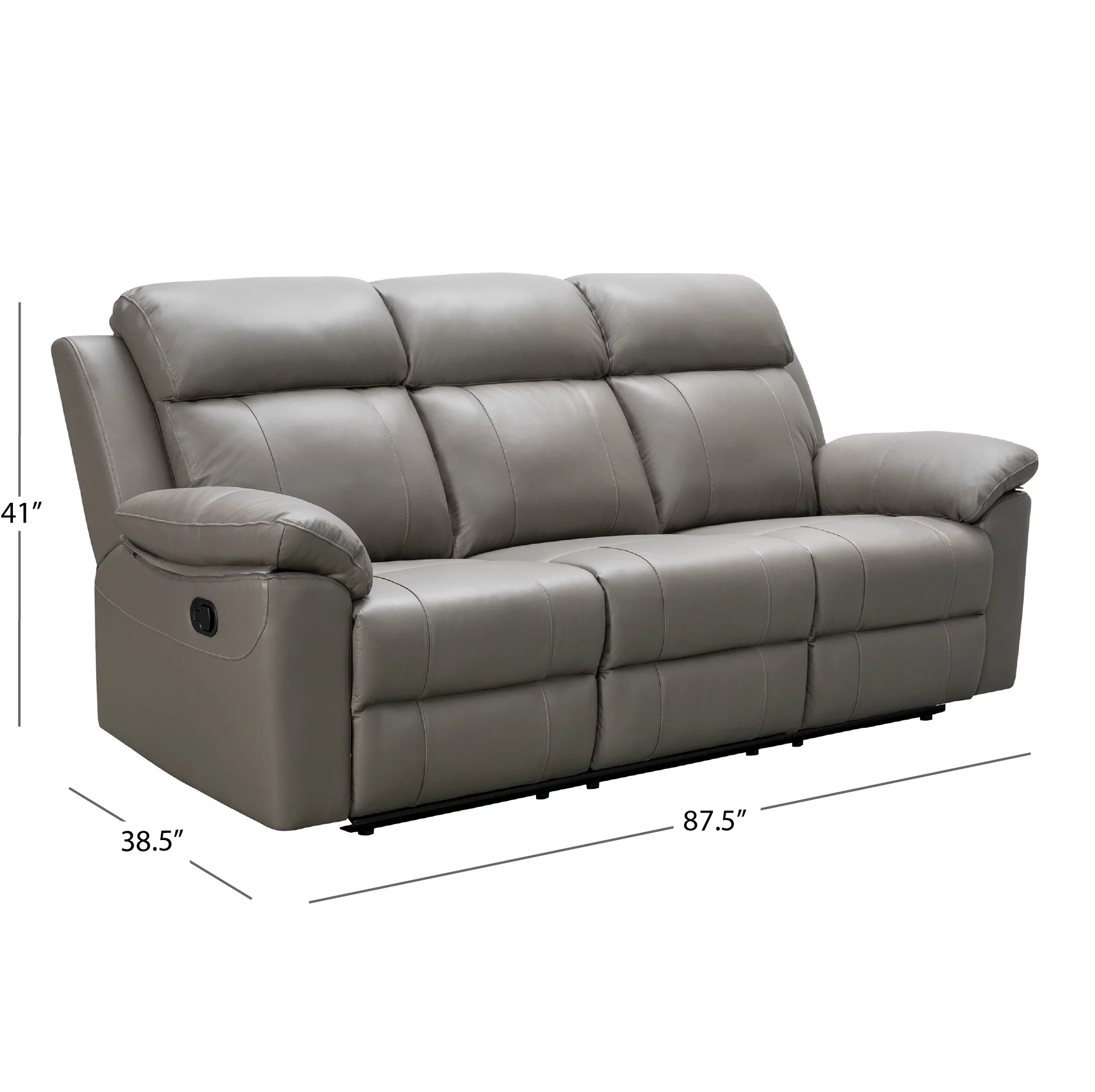 Devon & Claire Ryan Top Grain Leather Reclining Sofa Set, Gray