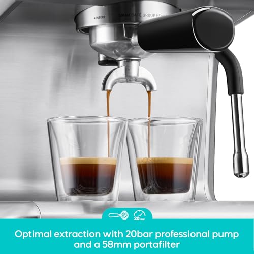 CASABREWS Ultra Espresso Machine with LCD Display, Powerful Milk Frother and Customizable Brewing Temperature