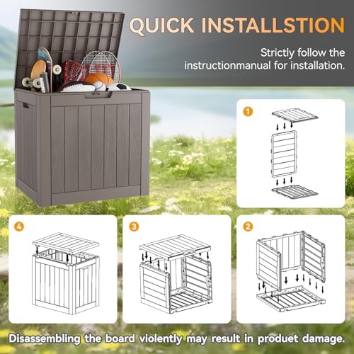 KAMABOKO Outdoor Storage Box, 150 Gallon Large Outdoor Resin Deck Box, Storage Waterproof Boxes Lockable Lid for Garden Tools, Pool Supplies