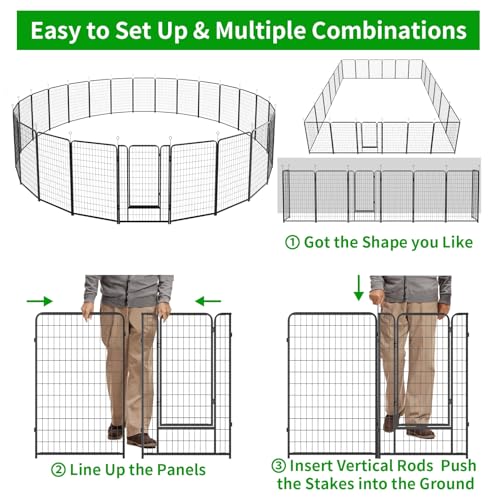Dog Playpen Outdoor Extra Wide 12 Panels Heavy Duty Anti-Rust Coating-Strengthened Dog Fence 40" Height with Doors Portable for RV Camping Yard