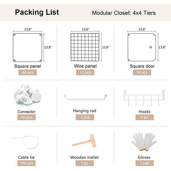 YOZO Cube Storage Organzier Portable Closet Wardrobe Bedroom Dresser (71x14x71 inches) Portable Closet Cube Shelf Armoire Pantry Cabinet, 25 Cubes