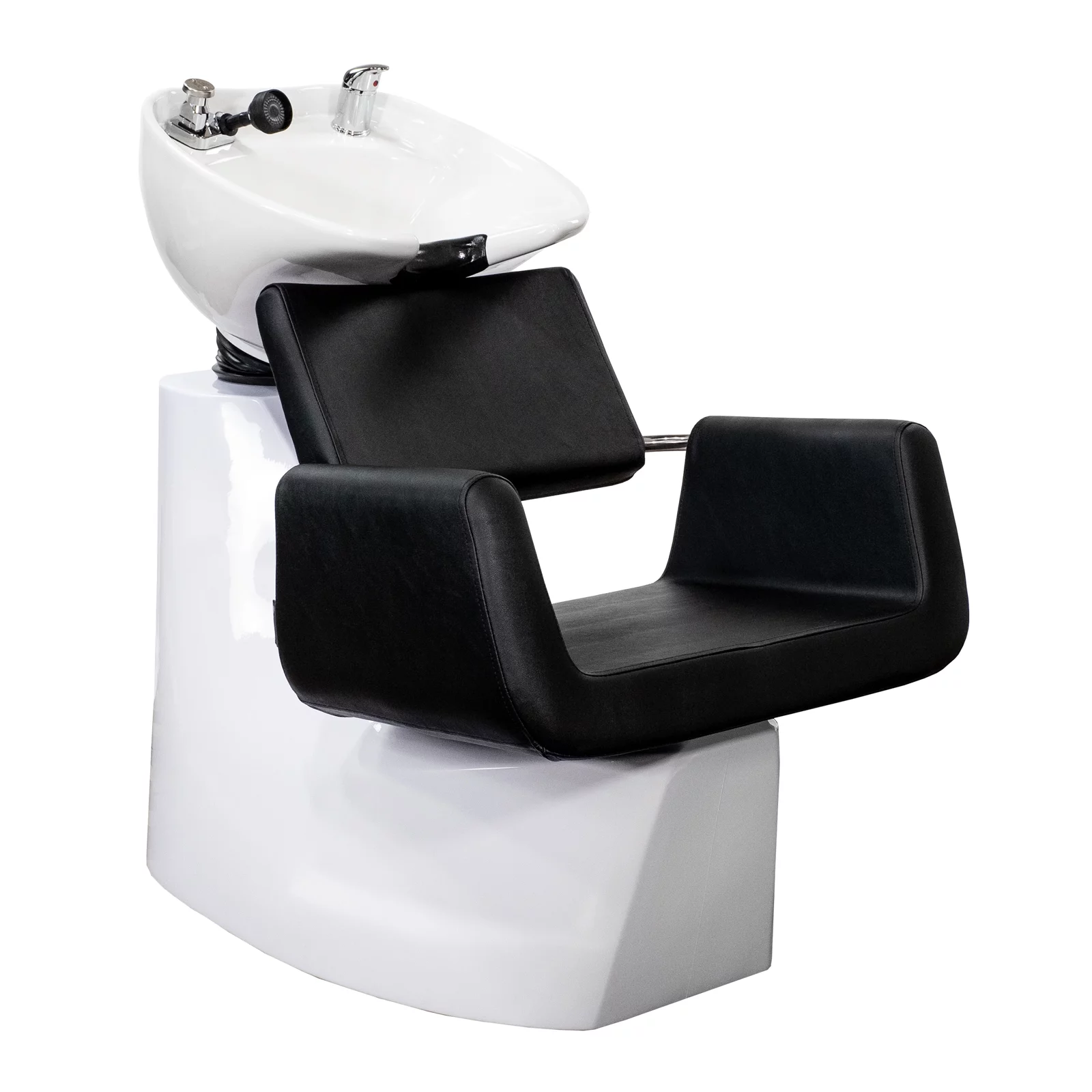 Backwash Shampoo Unit ARON WHITE w/ Shampoo Bowl, Sink & Faucet for Beauty Salon - Curated Treasures Market
