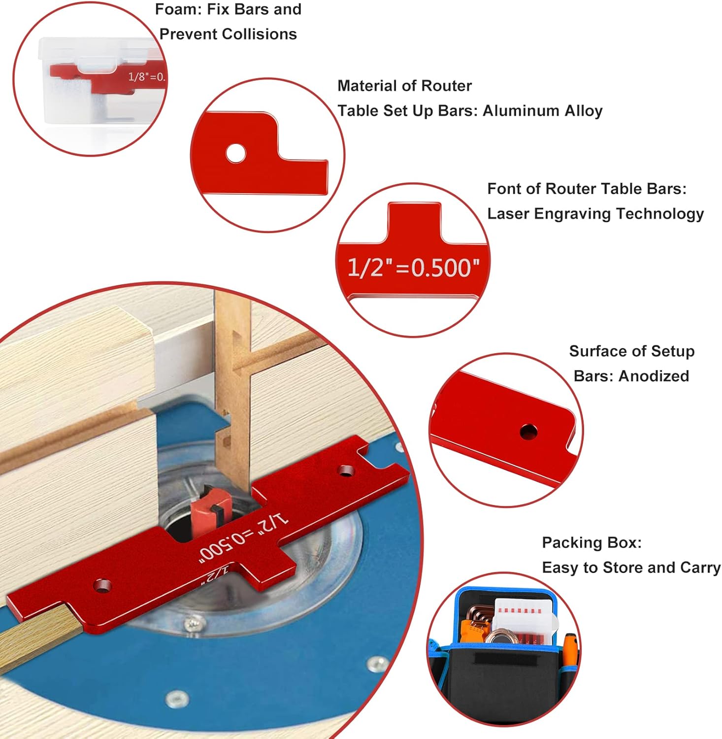 Router Table Precision Setup Blocks - Aluminum Setup Blocks Tables Set Up Bars,To Set With More Saw Table Height Bits And Fence Distance
