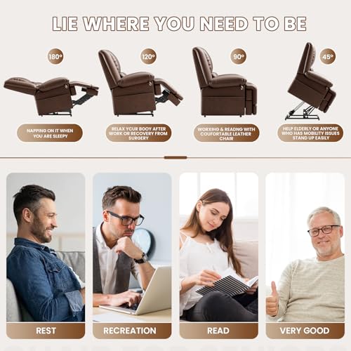 Large Dual Motor Power Lift Recliner Chair with Massage and Heat for Elderly People, Infinite Position,USB Ports and Remote Control