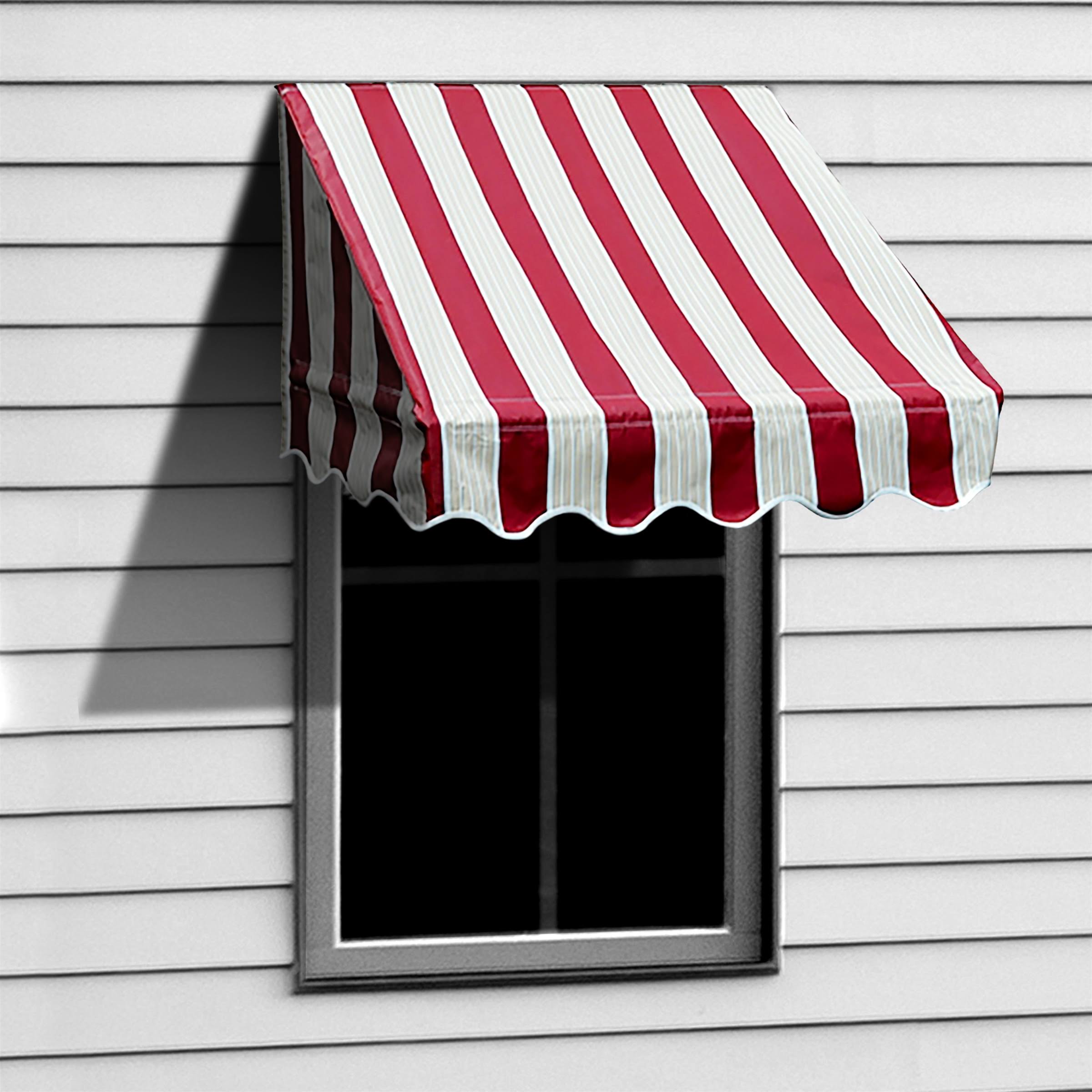 Aleko 6& x 2& Window Awning Door Canopy, Multistripe Red