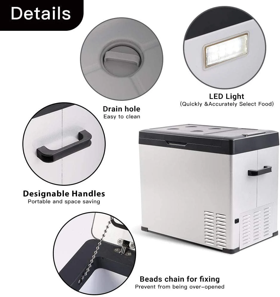 Domende 12 volt Refrigerator Freezer Compact Car Fridge 54qt Compressor Cooler for Truck,RV,Boat,Van Outdoor and Home use 12/24V DC and 100-240 AC