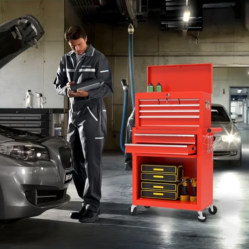 On Shine 8 Drawer Rolling Tool Chest, Large Capacity Rolling Tool Box with Wheels, Locking Mechanical Tool Chest