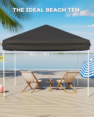 10x20 Pop Up Canopy - Easy Up Camping Tent with One Roller Bag, 3 Adjustable Height, 4 Weight Bags for Deck, Garden, Sports, Beach, Party - White