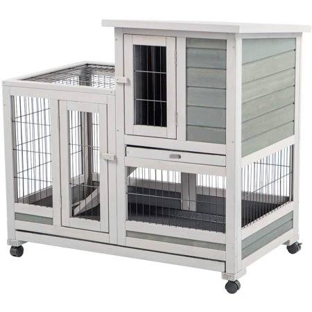 Danrelax Rabbit Hutch Pet House for Small Animals Guinea Pig House Rabbit Cage with Run Bunny House Indoor u0026 Outdoor, Size:
