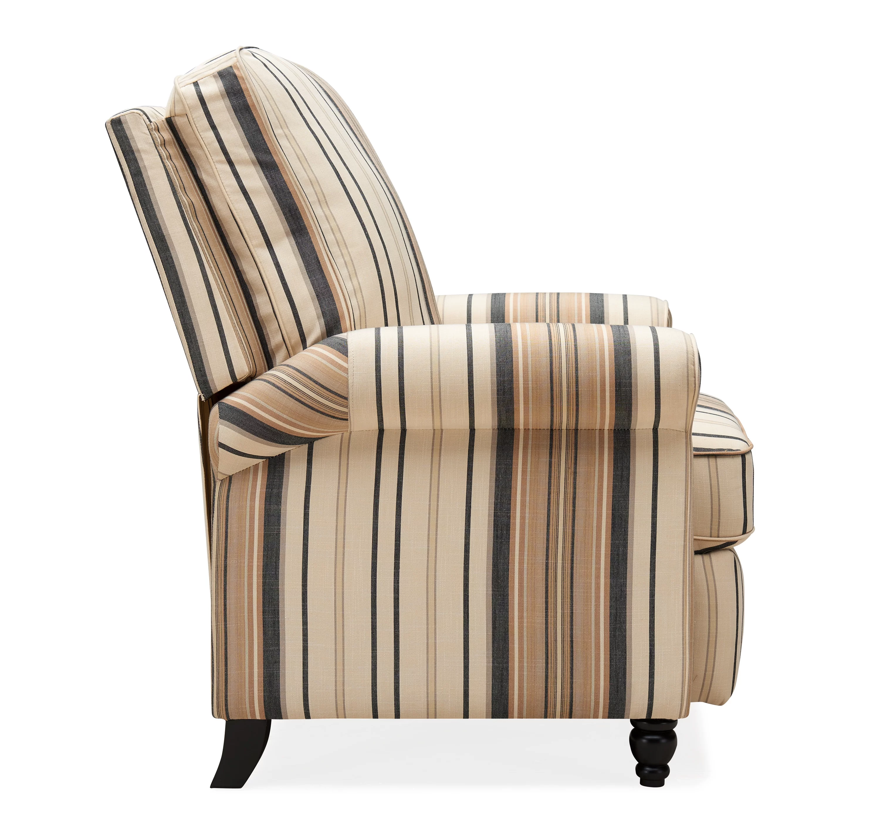 Homesvale Push Back Recliner Chair, Brown and Black Woven Stripe