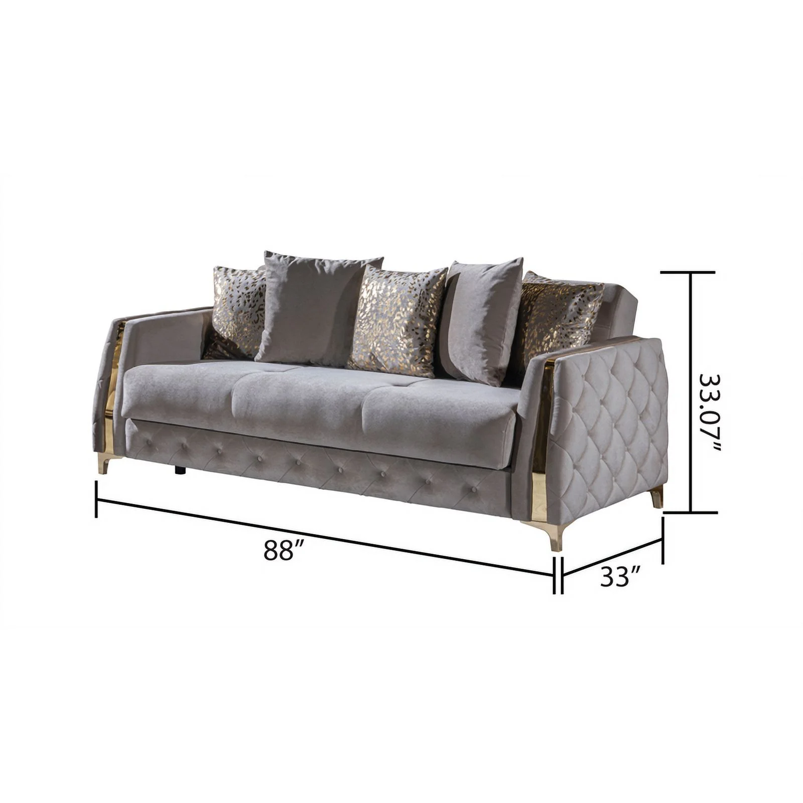 Lust Modern Style Sofa Made with Wood & Under-seat Storage in Taupe