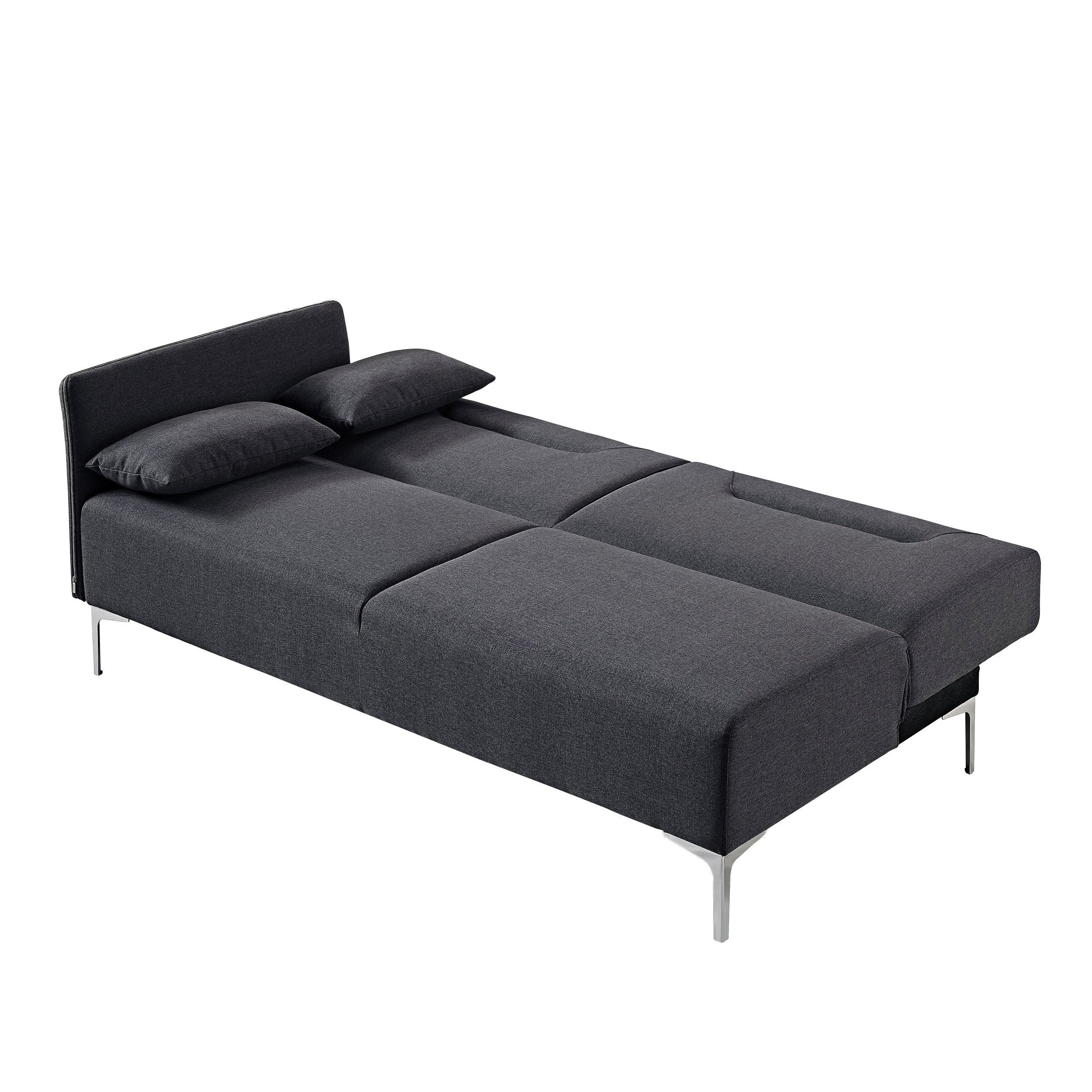 US Pride Furniture Ella Contemporary Fabric Upholstered Right Facing 2-Piece Sleeper Sectional Sofa, Black