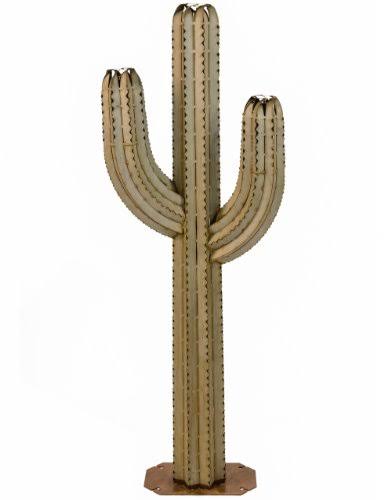 Desert Steel Saguaro Cactus - Tiki Torch Steel Art - Stands 5 ft. Tall