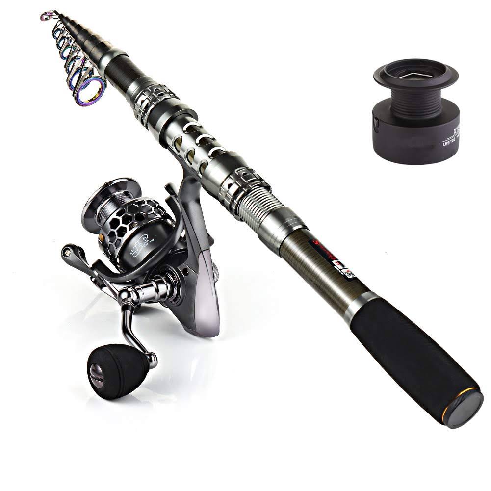 Sougayilang Spinning Fishing Rod and Reel Combos Portable Telescopic Fishing Pole Spinning Reels for Travel Saltwater Freshwater