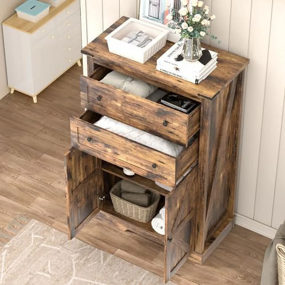 RUNFAYBIU Farmhouse Dresser for Bedroom   Dressers Organizer  Rustic Tall Chest of Drawers for Bedroom  Living Room  Hallway  White