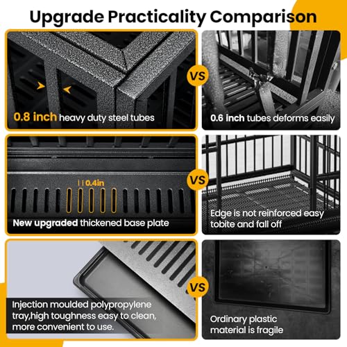 Oranland 48 inch Heavy Duty Indestructible Dog Crate,2025 New Upgraded Reinforced Baseplate for Large Dogs