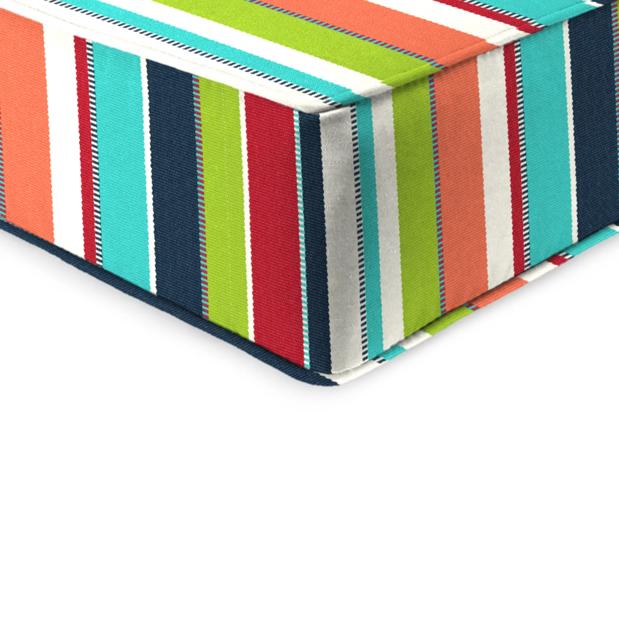 Jordan Manufacturing Sunbrella 46.5" x 24" Carousel Confetti Multicolor Stripe Rectangular Outdoor Deep Seating Chair Seat and Back Cushion with Welt