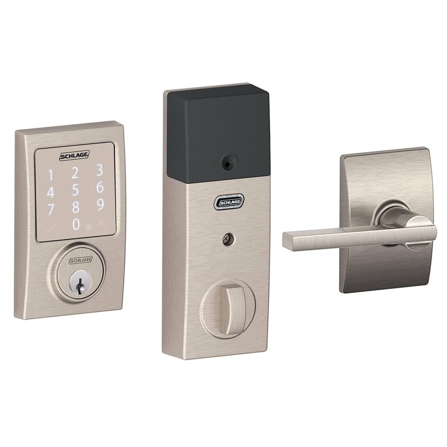 Schlage BE479CEN619 Sense Smart Deadbolt w/ Latitude Passage Lever, Satin Nickel