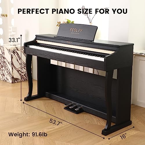 Fesley Digital Piano 88 Key Weighted Keyboard: Home Electric Pianoforte With Hammer Action For Professional