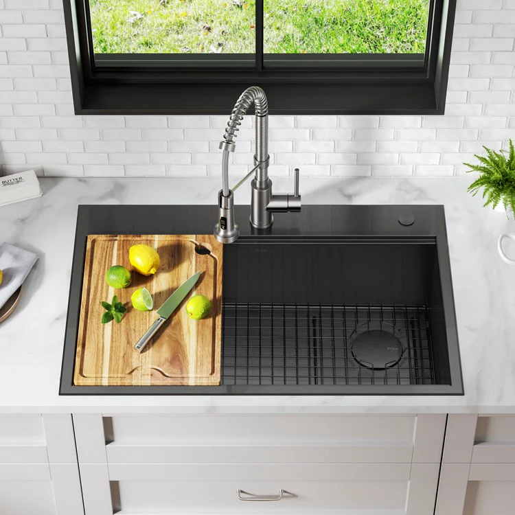 Kore Workstation 33" Single Bowl 16-Gauge Stainless Steel Drop-In Kitchen Sink with Accessories