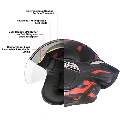 BEON Full Face Motorcycle Helmet DOT Approved, 180° Reversible Chin Guard Modular Pilot Helmet with Anti-Fog Dual Visors for Adult Men Women (S-XXL)