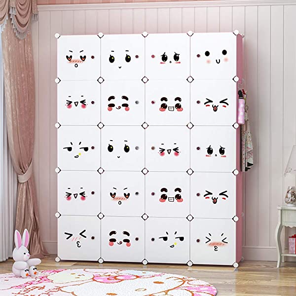 YOZO Cube Storage Organzier Portable Closet Wardrobe Bedroom Dresser (71x14x71 inches) Portable Closet Cube Shelf Armoire Pantry Cabinet, 25 Cubes
