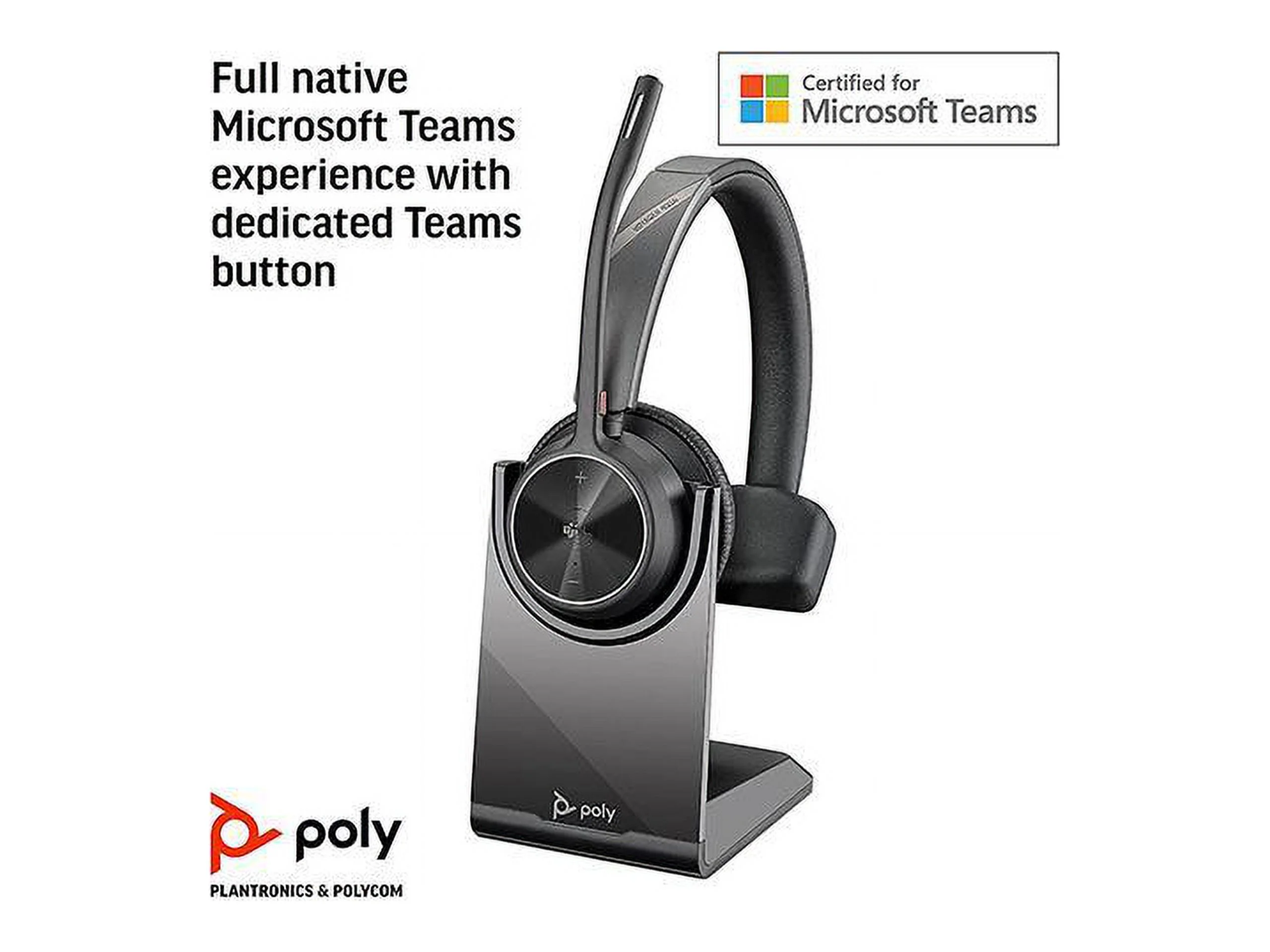 Poly - Voyager 4310 UC Wireless Headset + Charge Stand (Plantronics) - Single-Ear Headset- Connect to PC/Mac via USB-A Bluetooth Adapter