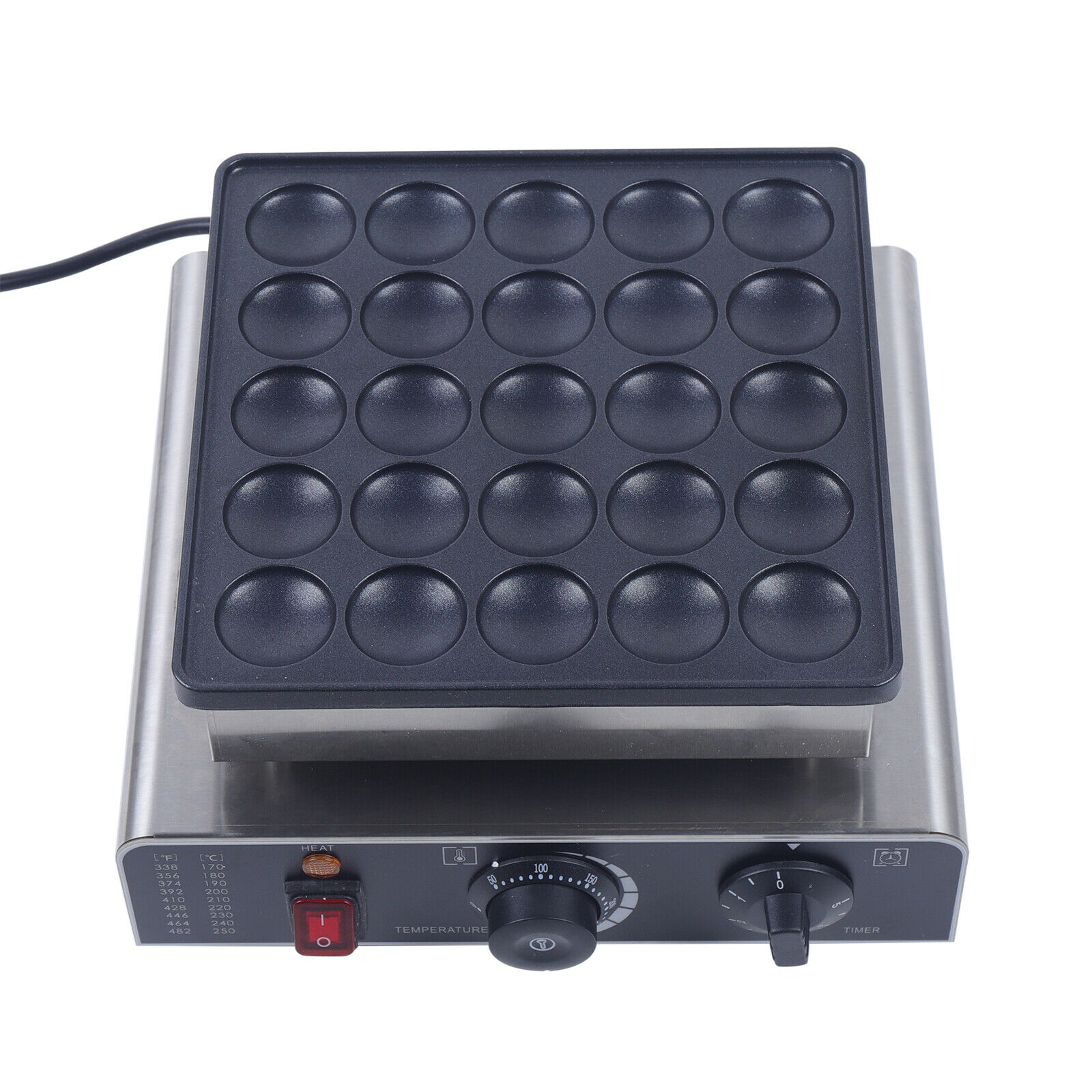 800W Commercial Nonstick Waffle Maker Machine Mini Dutch Pancake Baker 25PCS