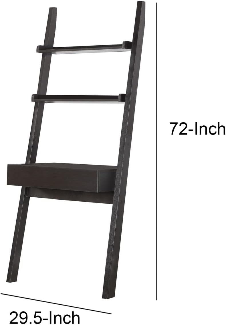 Benjara Benzara Wall Leaning Ladder Writing Desk, Brown