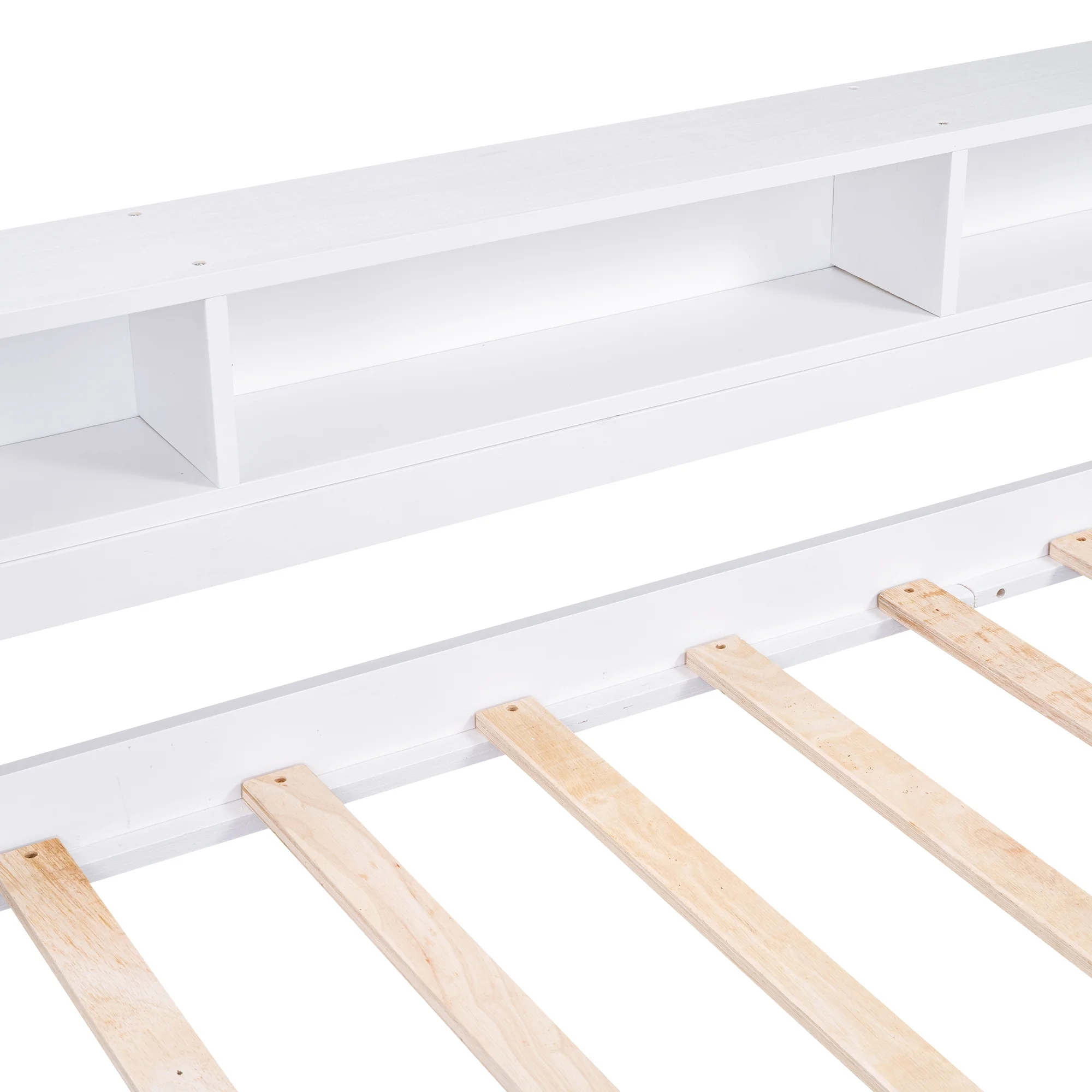 EUROCO Twin Platform Bed with Storage Shelf, Convertible Daybed with Night Light and USB Charging for Kids Teens Adults, 3 Beds in One, White