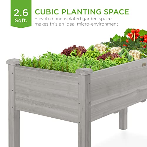Best Choice Products 72x23x30in Raised Garden Bed, Elevated Wood Planter Box Stand for Backyard, Patio, Balcony w/Divider Panel, 6 Legs
