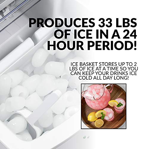 Igloo Electric Countertop Ice Maker Machine - Automatic and Portable - 33 Pounds in 24 Hours - Icecube Maker - Plastic Scoop and Basket