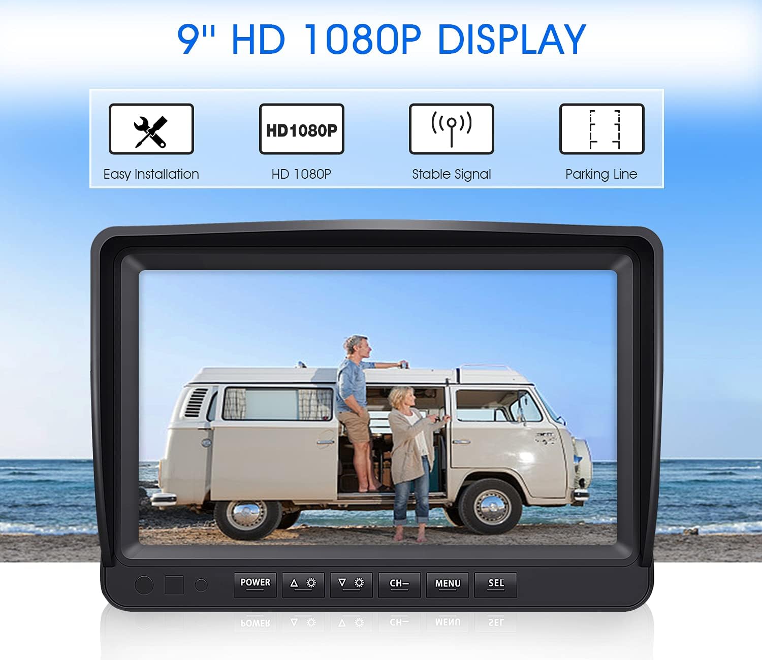 ZEROXCLUB 9‘’ Wireless Backup Camera System for RV Truck Trailer Camper
