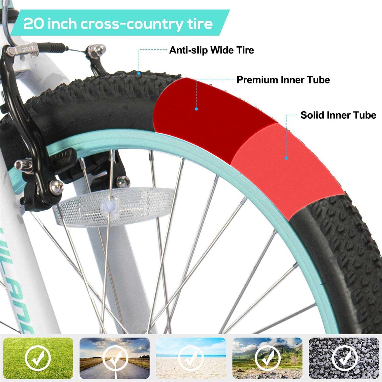 Hiland 20 Inch Kids Mountain Bike for Girls Boys with Dual Handbrakes - Sports Supplies Online Store