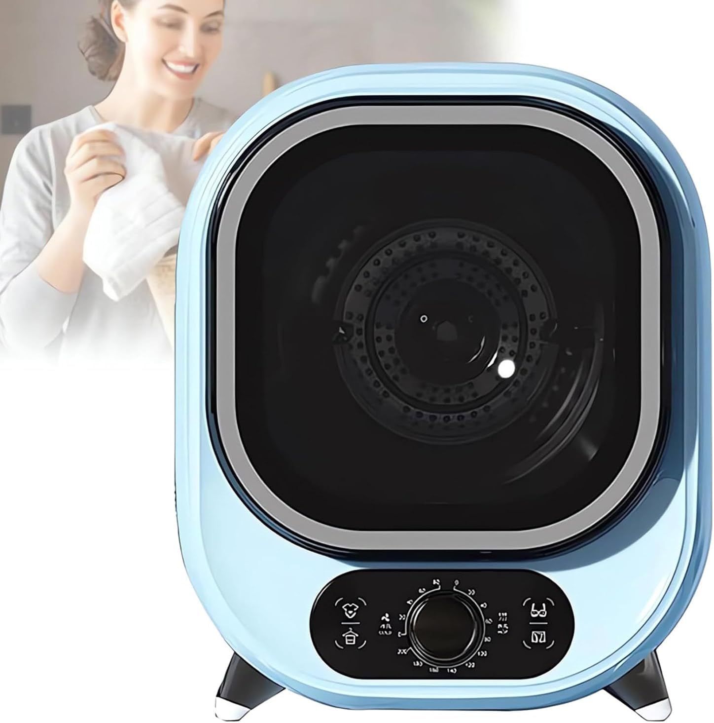 Compact Mini Spin Dryer, Portable Condenser Tumble Dryer 0-200 minutes Small Tumble Dryer, 35dB silent Perfect for Counter Top or Wall Mounted Use