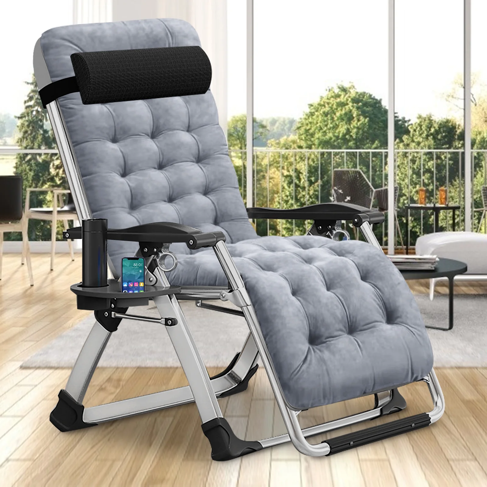 Slsy XL Zero Gravity Chair, Oversized XL Folding Reclining Lounge Chair with Removable Cushion & Tray for Indoor and Outdoor