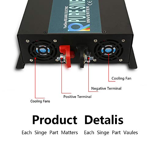 WZRELB Pure Sine Wave Power Inverter Power Supply with Display for Both DC Volt and AC Volt