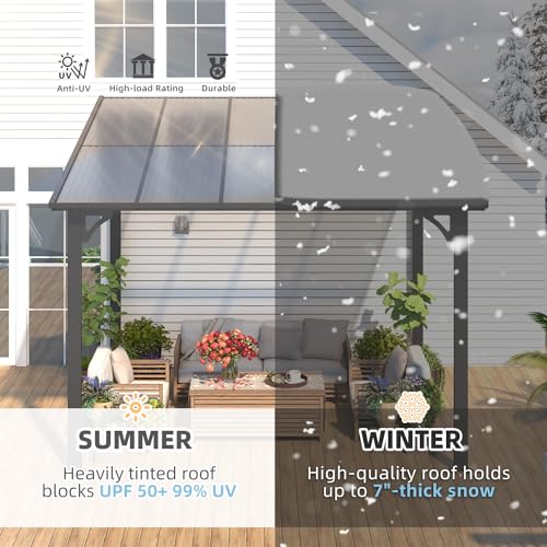 AECOJOY 10&rsquo; x 10&rsquo; Gazebo, Wall Mounted Gazebos Pergola on Clearance, Outdoor Patio Lean to Gazebo Awnings for Deck, Porch