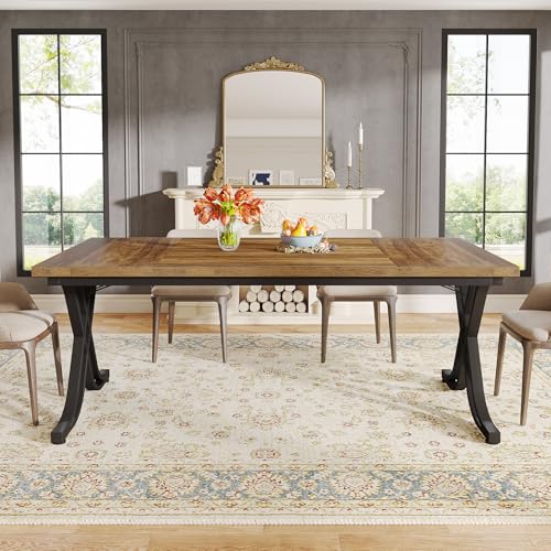 Tribesigns Dining Table for 4-6 People, 63 Inch Industrial Large Kitchen Table with Heavy Duty Metal Frame
