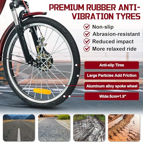 MOOITZ Adult Tricycle, 20 Inch 3-Wheel Bikes, Trike for Adults with Seat, Low Step-Through Cruiser Bike with Front and Rear Baskets