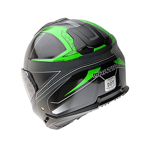 Martian Motorcycle Modular Full Face Helmet Flip up Dual Visor Sun Shield: HG362 Matt Black
