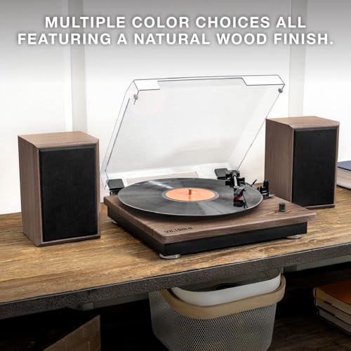 Victrola The Quincy 6-in-1 Bluetooth Record Player & Multimedia Center with Built-in Speakers &ndash; 3-Speed Turntable, CD & Cassette Player