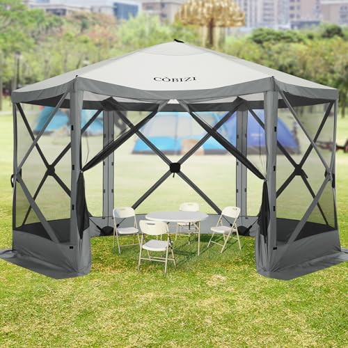COBIZI 12x12ft Pop up Gazebo Screen Tent Screen House for Camping, Camping Outdoor Screened Gazebo, Canopy Tent